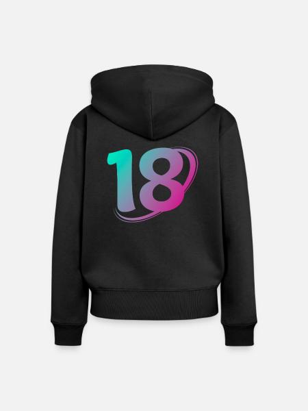 Nummer 18 mehrfarbig - Frauen Premium Bio Zip Hoodie - Schwarz