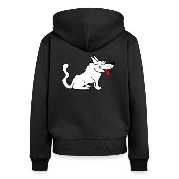 Cher chien tire la langue joyeusement - Sweat à capuche zippé Premium bio Femme - noir - Dos - Julia (174cm)