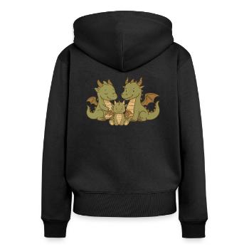 Drachenfamilie zu dritt - Frauen Premium Bio Zip Hoodie - Schwarz - Hinten - Julia (174cm)