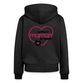 meilleure maman du monde - Sweat à capuche zippé Premium bio Femme - noir - Dos - Julia (174cm)
