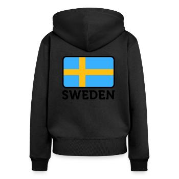 Drapeau national de la Suède - Sweat à capuche zippé Premium bio Femme - noir - Dos - Julia (174cm)