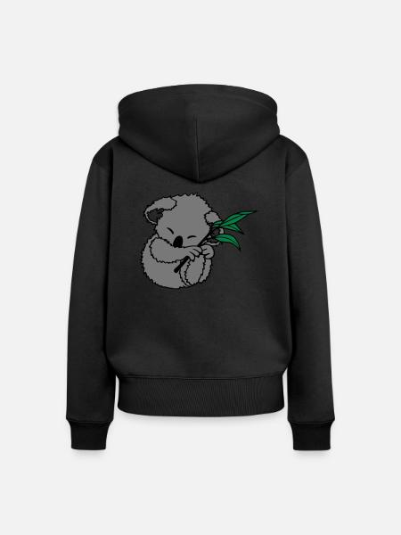 Koala - Frauen Premium Bio Zip Hoodie - Schwarz
