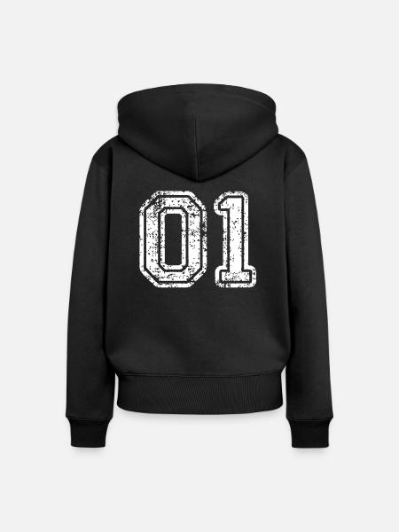 01 - Frauen Premium Bio Zip Hoodie - Schwarz