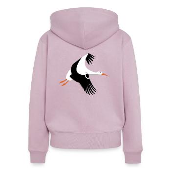 Cigogne en vol - Sweat à capuche zippé Premium bio Femme - rose poudré - Dos - Julia (174cm)