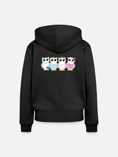 Eulen - Frauen Premium Bio Zip Hoodie - Schwarz