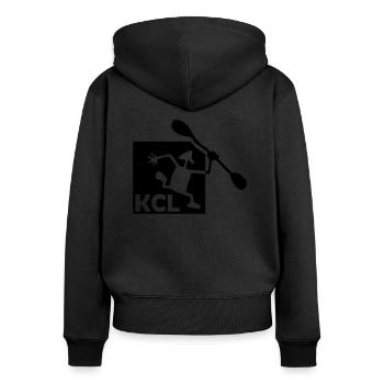 KCL Logo schwarz - Frauen Premium Bio Zip Hoodie - Schwarz - Hinten - Julia (174cm)