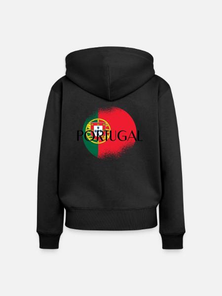 Portugal Fahne - Frauen Premium Bio Zip Hoodie - Schwarz