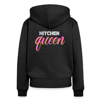 Kitchen Queen - Küchen Königin - Frauen Premium Bio Zip Hoodie - Schwarz - Hinten - Julia (174cm)