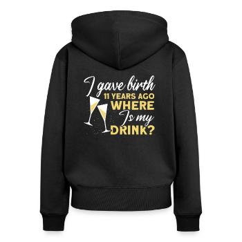 11. Geburtstag Bier Trinken Mutter Mama - Frauen Premium Bio Zip Hoodie - Schwarz - Hinten - Julia (174cm)