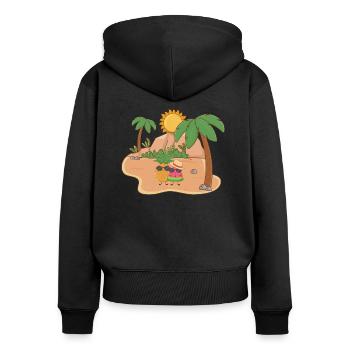 Ani und Melon auf der Insel Sommer Melone Ananas - Frauen Premium Bio Zip Hoodie - Schwarz - Hinten - Julia (174cm)
