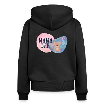 Mama Bär - Frauen Premium Bio Zip Hoodie - Schwarz - Hinten - Julia (174cm)