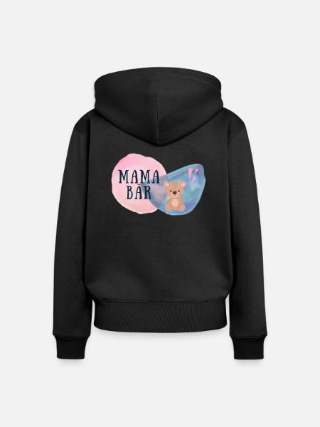 Mama Bär - Frauen Premium Bio Zip Hoodie - Schwarz