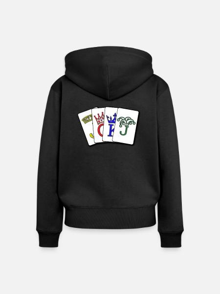 Set of Cards / Kartenblatt - Frauen Premium Bio Zip Hoodie - Schwarz