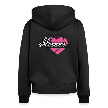 Name Hanna Herz - Frauen Premium Bio Zip Hoodie - Schwarz - Hinten - Julia (174cm)