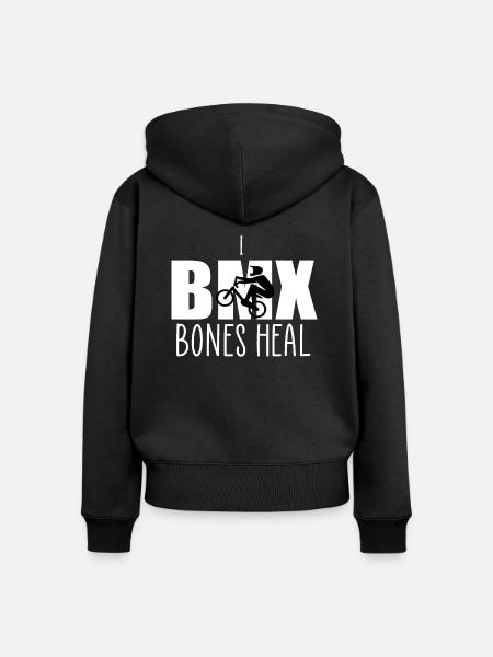 Knochen heilen bmx - Frauen Premium Bio Zip Hoodie - Schwarz