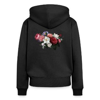 Aquarell Blumen - Frauen Premium Bio Zip Hoodie - Schwarz - Hinten - Julia (174cm)