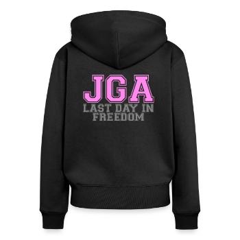 JGA - Last Day In Freedom - Frauen Premium Bio Zip Hoodie - Schwarz - Hinten - Julia (174cm)