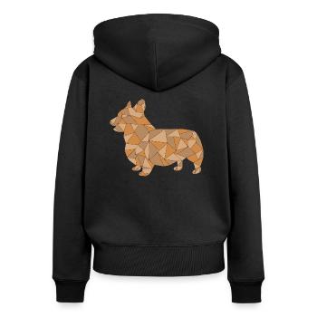 CORGI geometric - Women's Premium Organic Zip Hoodie - black - Back - Julia (174cm)