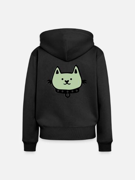 cat comic - Frauen Premium Bio Zip Hoodie - Schwarz