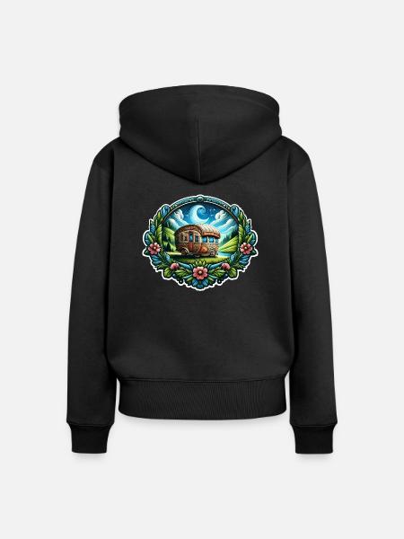 Camping - Frauen Premium Bio Zip Hoodie - Schwarz