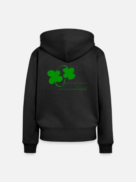 teile dein Glück - Frauen Premium Bio Zip Hoodie - Schwarz