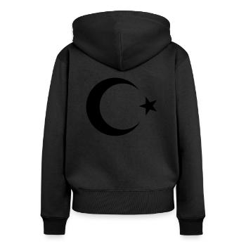 Turquie Türkiye Moon Star - Sweat à capuche zippé Premium bio Femme - noir - Dos - Julia (174cm)