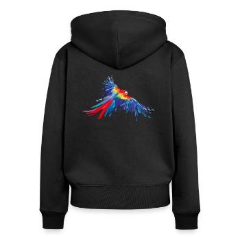 Papagei Federn Aras Vogel Vögel Flügel parrot bird - Frauen Premium Bio Zip Hoodie - Schwarz - Hinten - Julia (174cm)