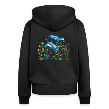 delfine - Women's Premium Organic Zip Hoodie - black - Back - Julia (174cm)