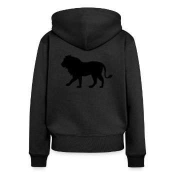 Ombre Lion - 1 vecteur de couleur - Sweat à capuche zippé Premium bio Femme - noir - Dos - Julia (174cm)