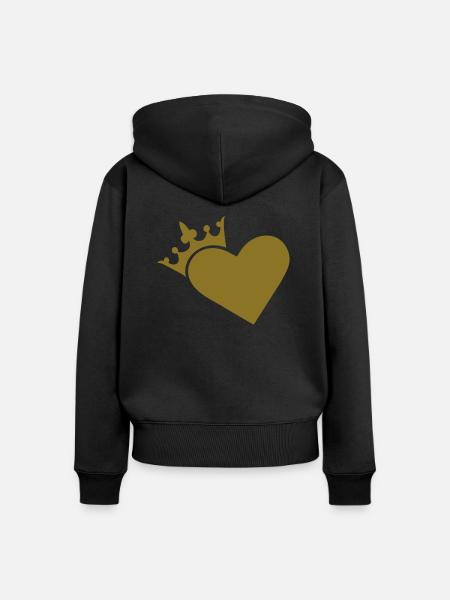 Herz - Frauen Premium Bio Zip Hoodie - Schwarz