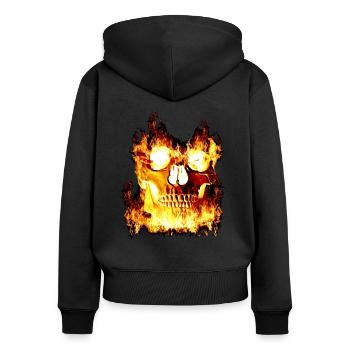 Burning skull - Women's Premium Organic Zip Hoodie - black - Back - Julia (174cm)