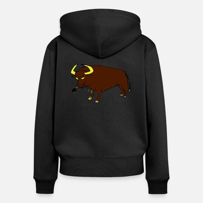 Taureau Basque - Sweat à capuche zippé Premium bio Femme - noir