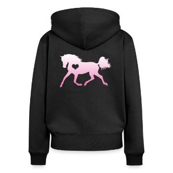 Cheval coeur cheval amoureux équitation fille cadeau - Sweat à capuche zippé Premium bio Femme - noir - Dos - Julia (174cm)