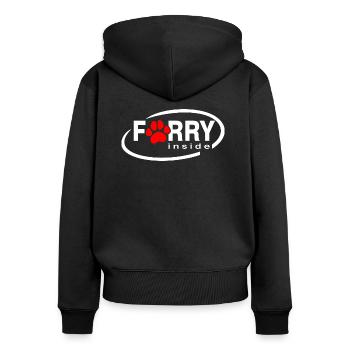Furry inside - Frauen Premium Bio Zip Hoodie - Schwarz - Hinten - Julia (174cm)