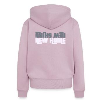 Nouveau T-shirt, nouvelle maison - Sweat à capuche zippé Premium bio Femme - rose poudré - Dos - Julia (174cm)