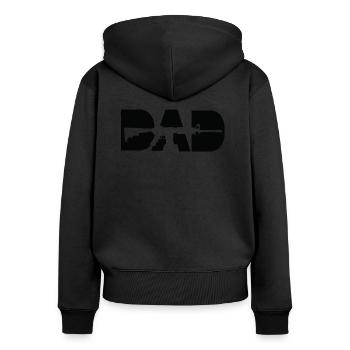 Papa Pistolet - Sweat à capuche zippé Premium bio Femme - noir - Dos - Julia (174cm)