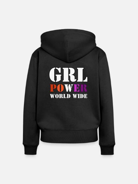 Frauenpower - Frauen Premium Bio Zip Hoodie - Schwarz