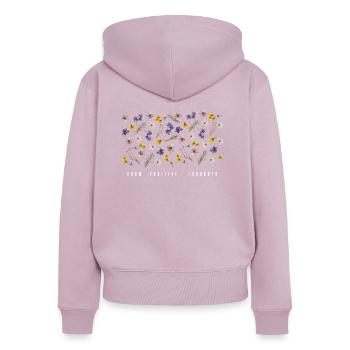 Positive Gedanken wachsen lassen - Frauen Premium Bio Zip Hoodie - Altrosa - Hinten - Julia (174cm)