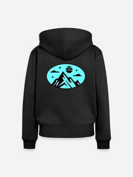 Berge Symbol - Frauen Premium Bio Zip Hoodie - Schwarz