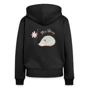 Hedgehog | Hedgehog - Women's Premium Organic Zip Hoodie - black - Back - Julia (174cm)
