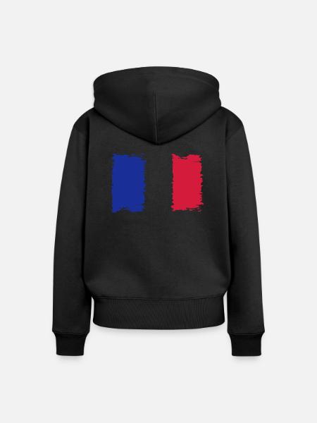 Frankreich - Frauen Premium Bio Zip Hoodie - Schwarz