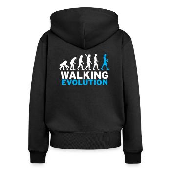 Nordic Walking Evolution - Frauen Premium Bio Zip Hoodie - Schwarz - Hinten - Julia (174cm)