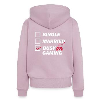Busy Gaming - Women's Premium Organic Zip Hoodie - dusky pink - Back - Julia (174cm)