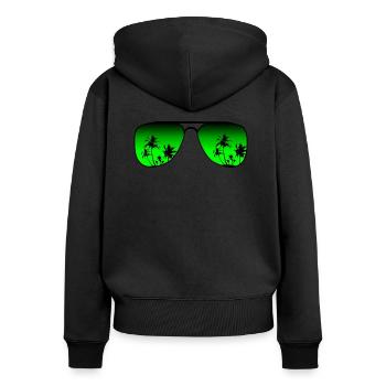 Sonnenbrille - Frauen Premium Bio Zip Hoodie - Schwarz - Hinten - Julia (174cm)