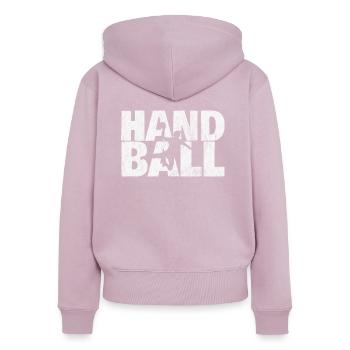 sport de handball - Sweat à capuche zippé Premium bio Femme - rose poudré - Dos - Julia (174cm)