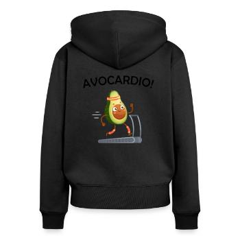 Avocardio t-shirt humour message avocat cadeau - Sweat à capuche zippé Premium bio Femme - noir - Dos - Julia (174cm)