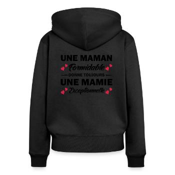 maman formidable donne toujours mamie exceptionnel - Sweat à capuche zippé Premium bio Femme - noir - Dos - Julia (174cm)
