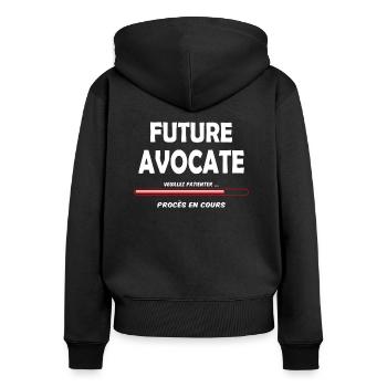 Future avocate - Sweat à capuche zippé Premium bio Femme - noir - Dos - Julia (174cm)