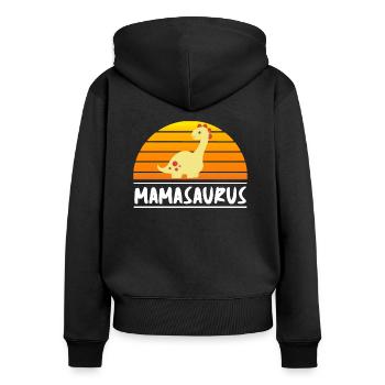 Mamasaurus Mama Familie - Frauen Premium Bio Zip Hoodie - Schwarz - Hinten - Julia (174cm)