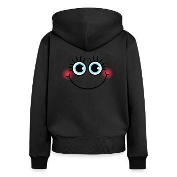 Yeux bleus - Sweat à capuche zippé Premium bio Femme - noir - Dos - Julia (174cm)